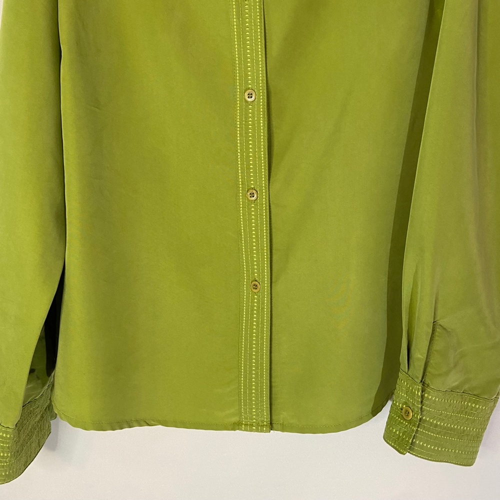 Green Notations Button Down Long Sleeve Blouse W/… - image 7